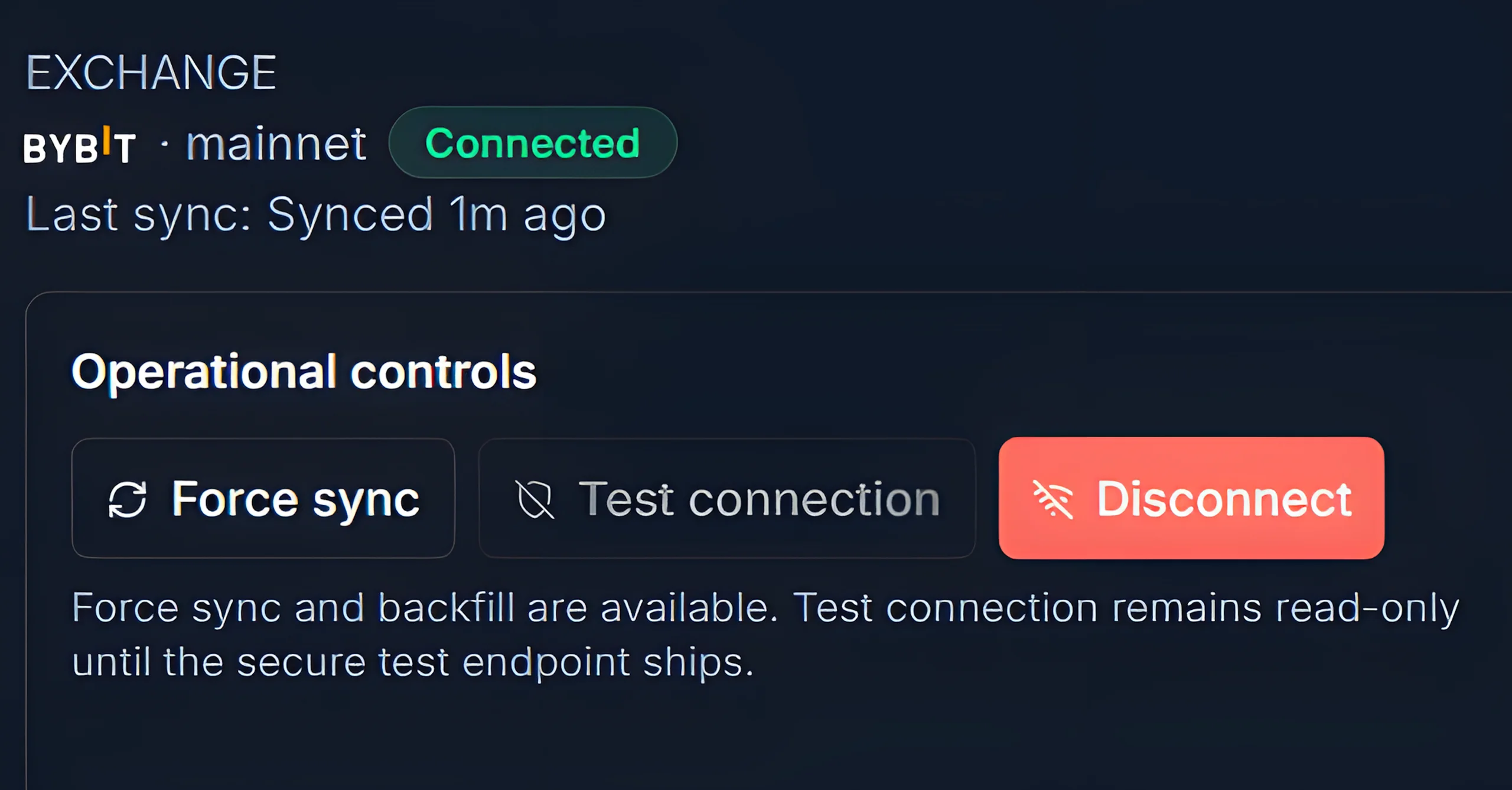 Exchange infrastructure and sync health screen